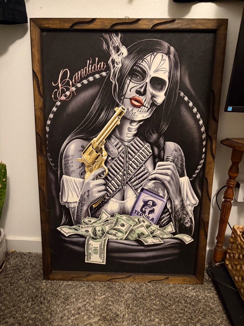 Bandida Framed Wall Art - Black, White, Gold Accents
